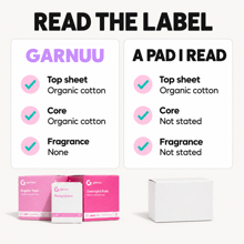 Thumbnail: Two labels side by side under the heading read the label: Garnuu and a pad I read